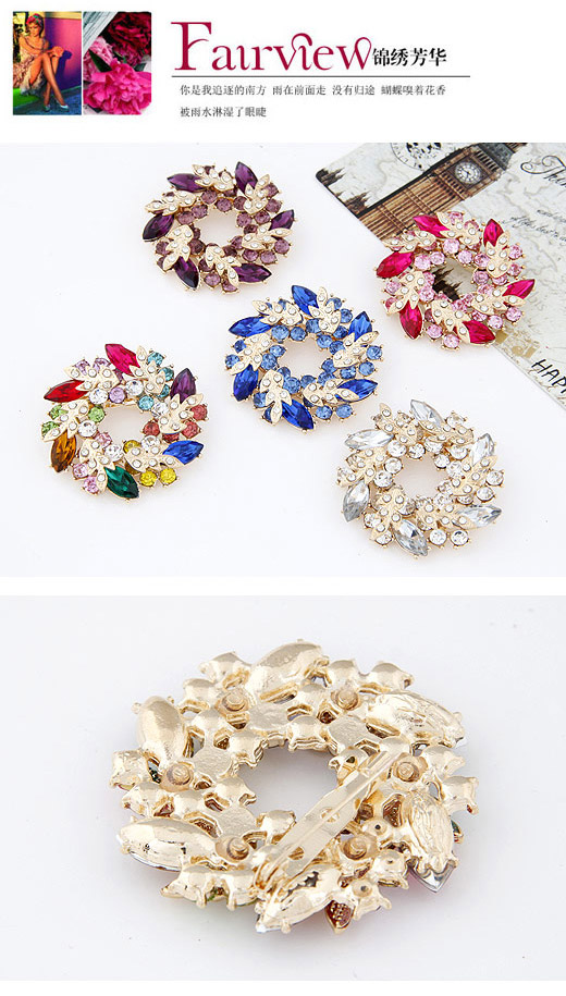 Hemp Multicolor Diamond Decorated Leaf Shape Design Alloy Korean Brooches ,Korean Brooches