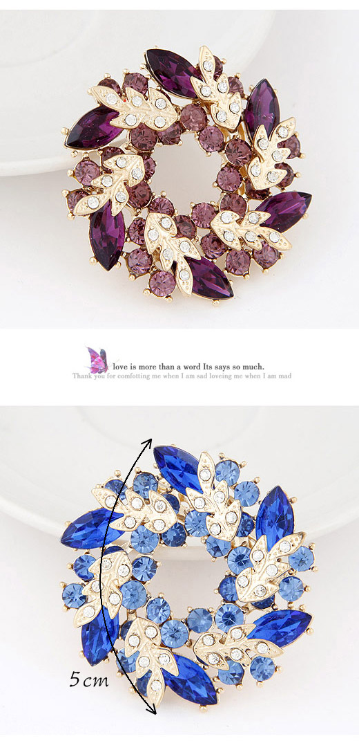 Hemp Multicolor Diamond Decorated Leaf Shape Design Alloy Korean Brooches ,Korean Brooches