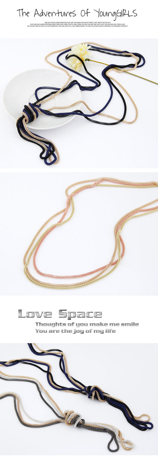 Vintage Multicolor Metal Chains Weave Simple Design,Chains