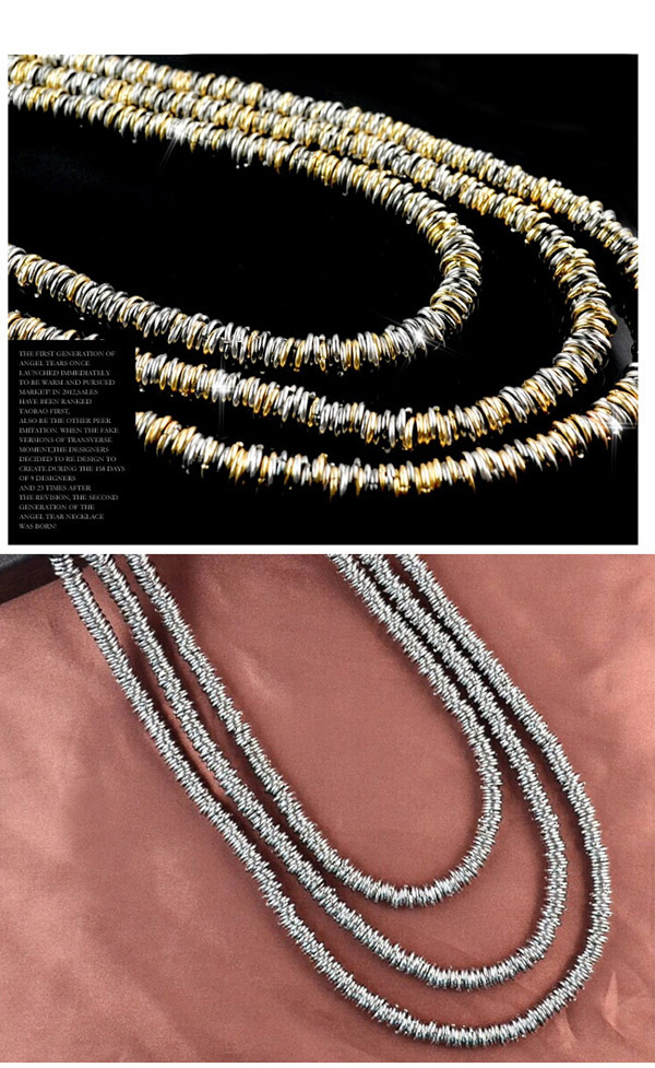 Famale Gun Black Metal Weave Multilayer Design Alloy Multi Strand Necklaces,Multi Strand Necklaces