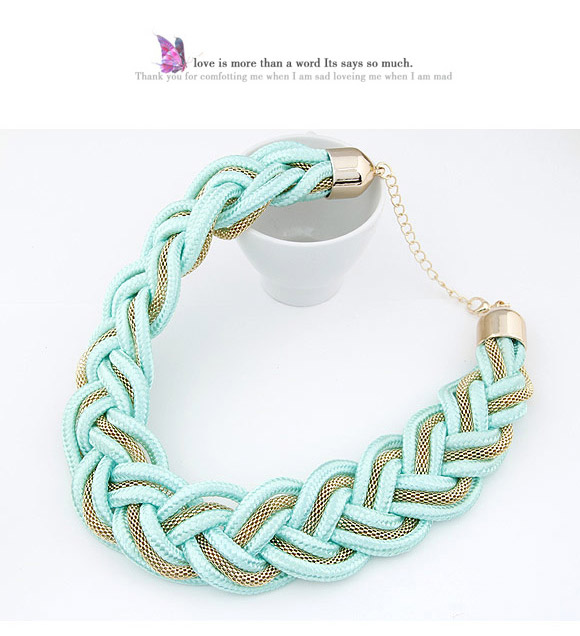 Current Multicolor Metal Decorated Weave Design,Bib Necklaces