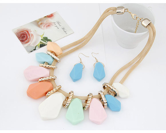 Trendy Beige Candy Color Geometrical Shape Decorated Design,Jewelry Sets