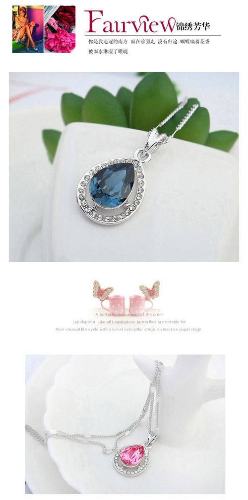 Scene Dark Blue Diamond Decorated Waterdrop Shape Design Alloy Crystal Sets ,Crystal Sets