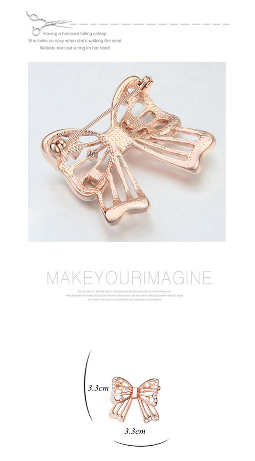 Couture Olive & Rose Gold Hollow Out Butterfly Shape Simple Design Alloy Crystal Brooches ,Crystal Brooches