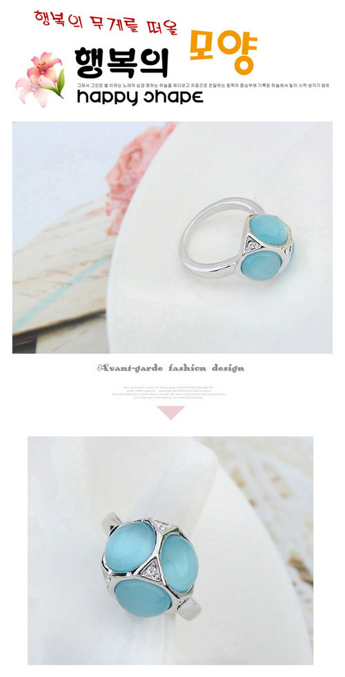 Fishing White Geometrical Shape Decorated Simple Design Alloy Crystal Rings ,Crystal Rings