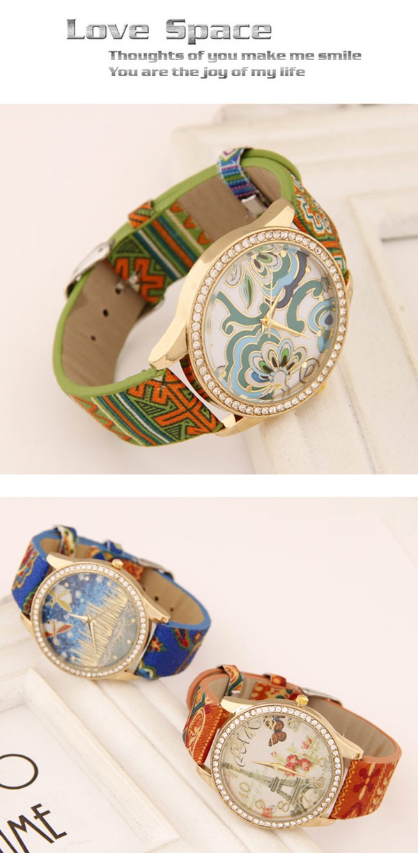 Travel Blue Diamond Decorated Dragonfly Pattern Design Alloy Ladies Watches ,Ladies Watches