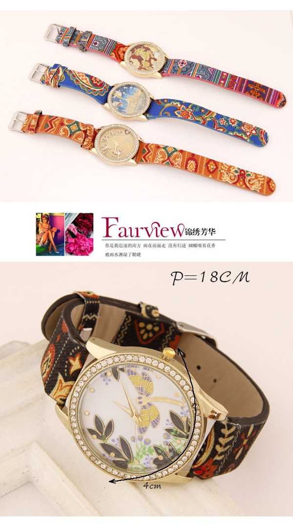 Travel Blue Diamond Decorated Dragonfly Pattern Design Alloy Ladies Watches ,Ladies Watches