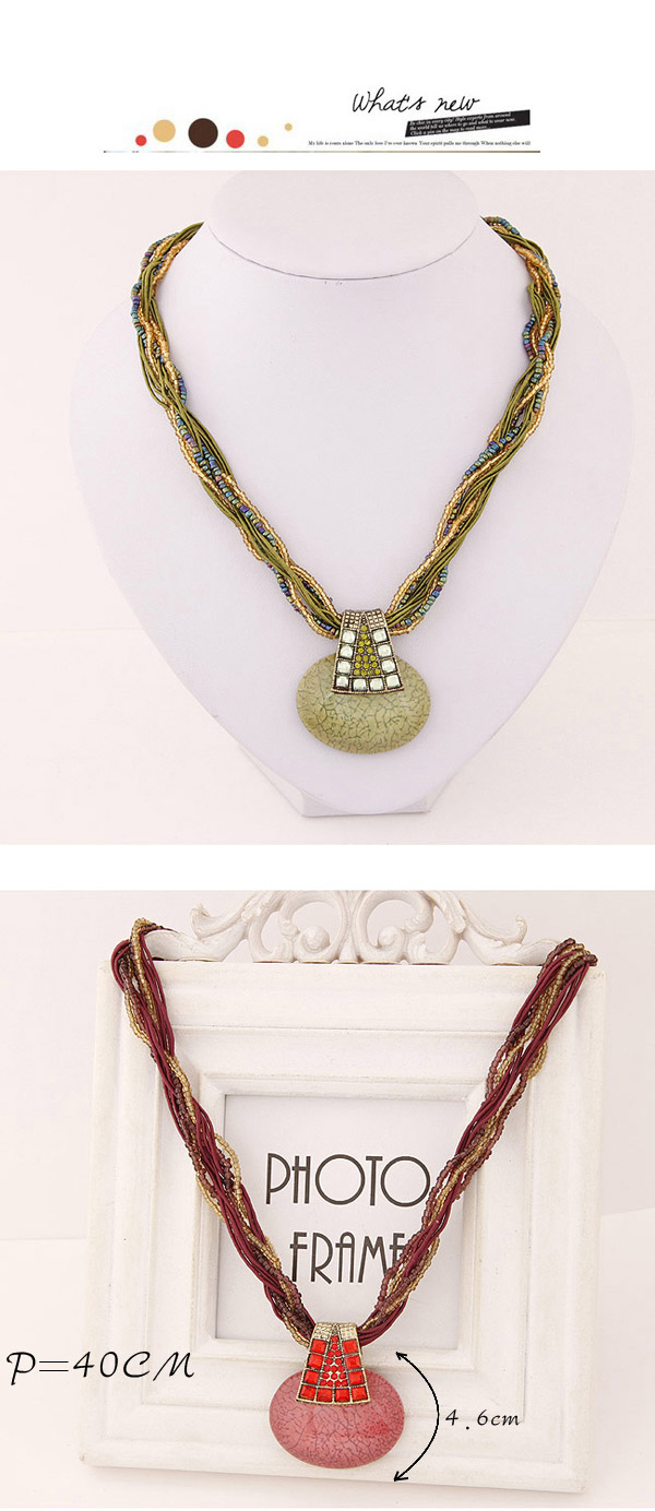Posh Beige Gemstone Decorated Simple Design Alloy Bib Necklaces,Bib Necklaces