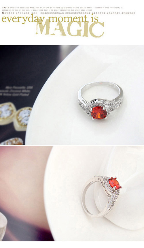 Everlas White Diamond Decorated Simple Design Zircon Crystal Rings ,Crystal Rings