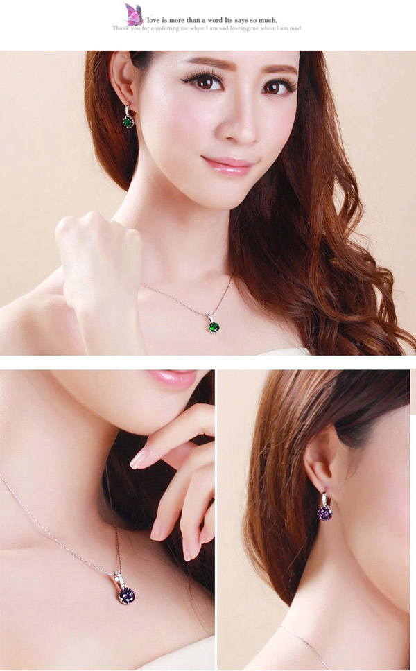 Bead Green Diamond Decorated Simple Design Alloy Crystal Earrings,Crystal Earrings