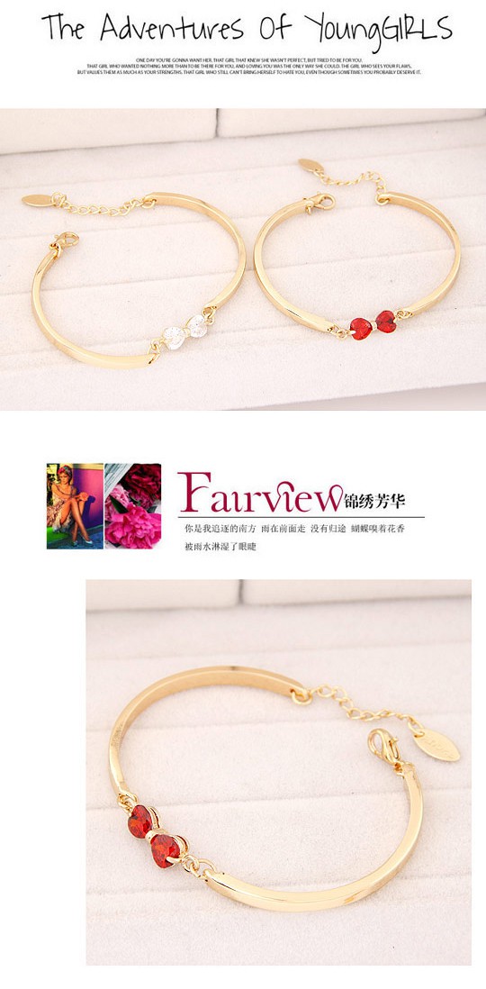 Monarchy Red Gemstone Decorated Bowknot Shape Design Cuprum Korean Fashion Bracelet ,Fashion Bracelets