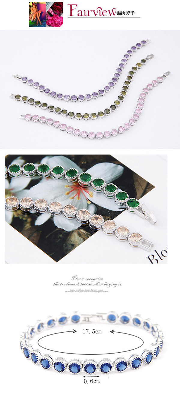 Caspari Pink Diamond Decorated Simple Design Zircon Fashion Bracelets ,Fashion Bracelets