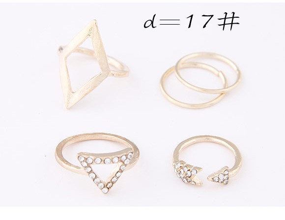 Unique Silver Color Diamond Decorated Triangle Shape Design (5pcs),Fashion Rings