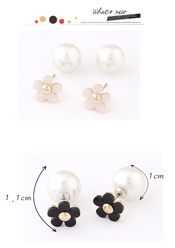 Hemming White Flower Shape Decorated Simple Design,Stud Earrings