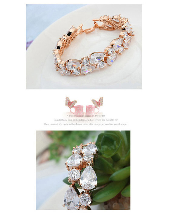 Plus Size Multicolor Diamond Decorated Waterdrop Shape Design Zircon Fashion Bracelets ,Fashion Bracelets