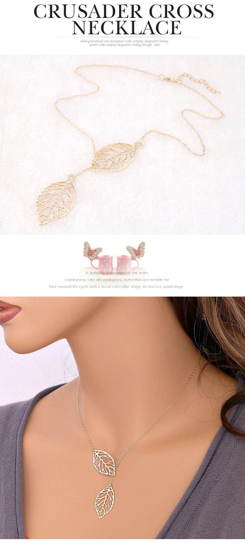 Spiritual Gold Color Leaf Shape Decorated Simple Design,Chains