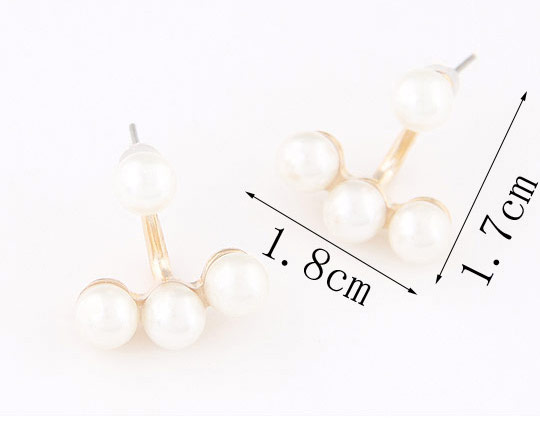 Stationery White Pearl Decorated Simple Design Alloy Stud Earrings,Stud Earrings