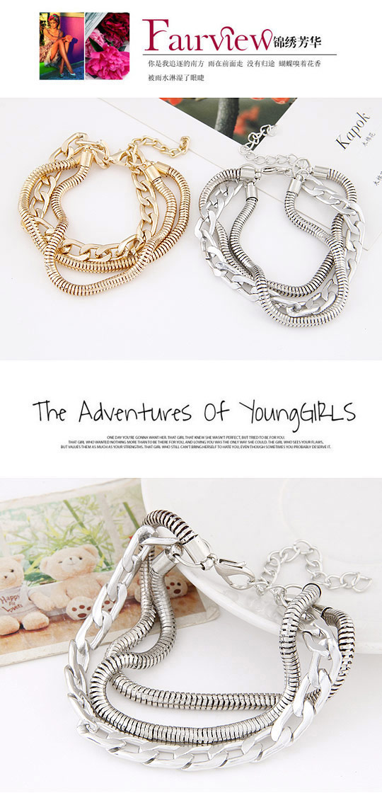 Arrowhead Gold Color Metal Chain Simple Design Alloy Korean Fashion Bracelet,Fashion Bracelets