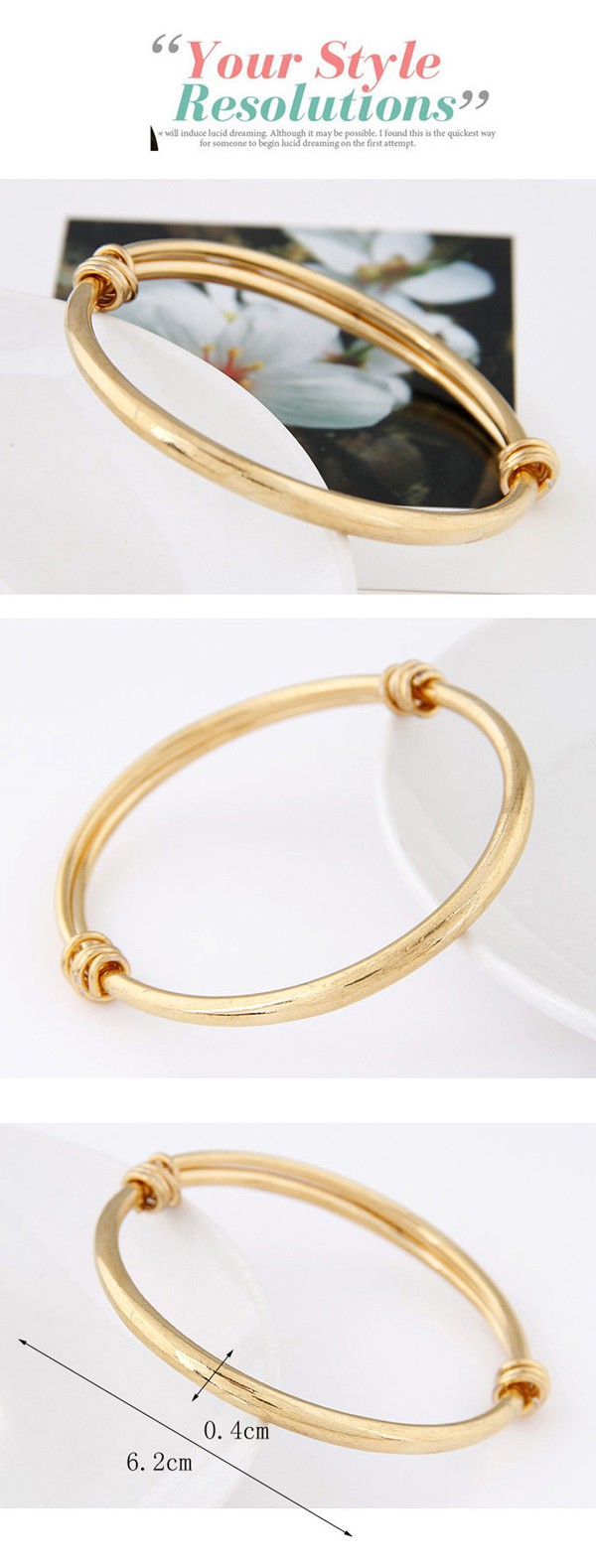 Kinetic Gold Color Pure Color Simple Design Alloy Fashion Bangles,Fashion Bangles