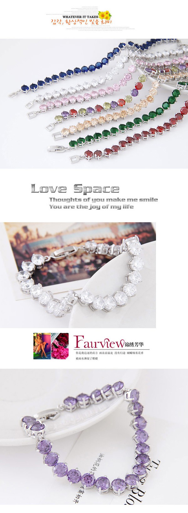 Electronic Champagne Diamond Decorated Simple Design Cuprum Fashion Bracelets ,Fashion Bracelets