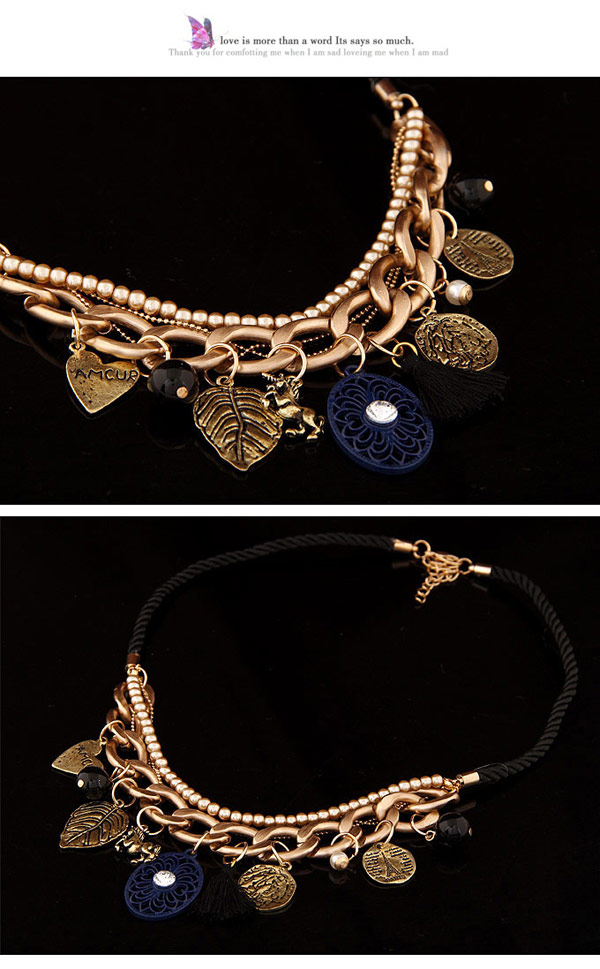 Colorful Bronze Multi-element Decorated Simple Design,Bib Necklaces