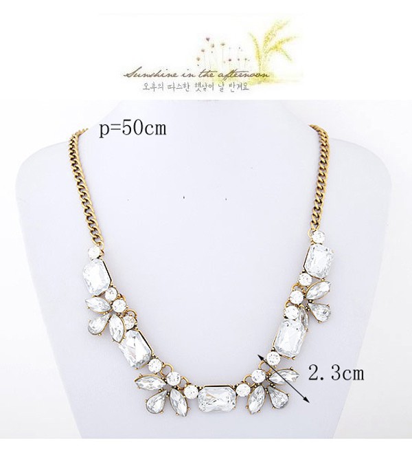 Initial White Diamond Decorated Simple Design,Bib Necklaces