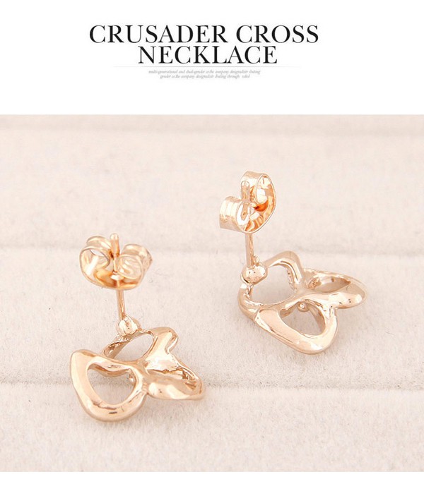 Magic Gold Color Clover Shape Decorated Simple Design,Stud Earrings