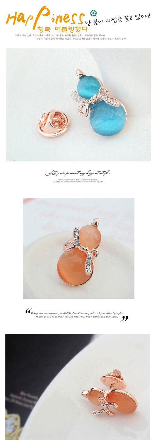 Flip Orange & Rose Gold Diamond Decorated Gourd Shape Design Alloy Crystal Brooches ,Crystal Brooches