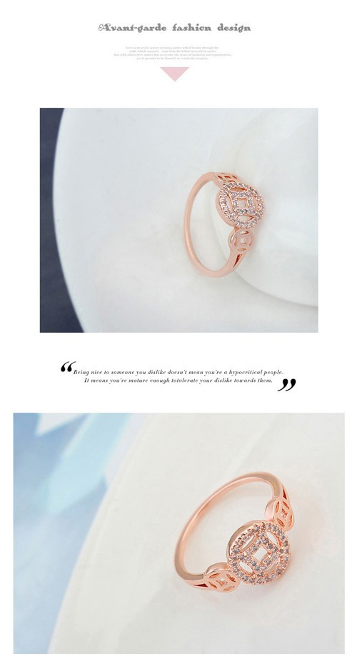 Chunky White & Rose Gold Diamond Decorated Hollow Out Design Zircon Crystal Rings,Crystal Rings