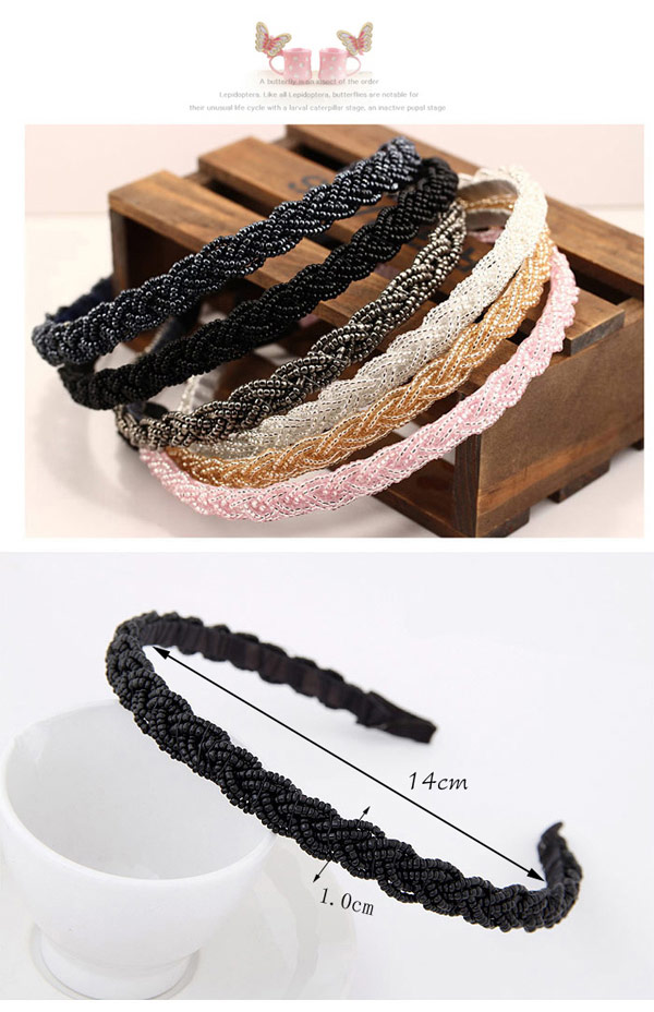 Cubic Gun Black Beads Decorated Weave Design,Head Band