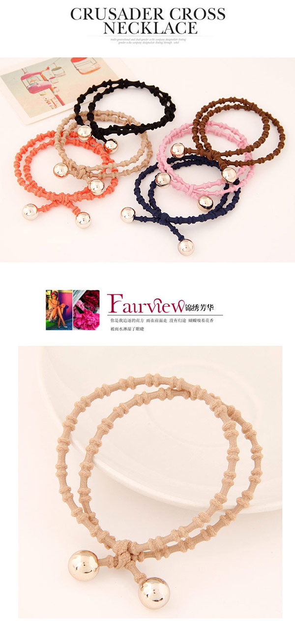 Liquid Coffee Beads Decorated Double Layer Design Alloy Hair Band Hair Hoop ,Hair Ring
