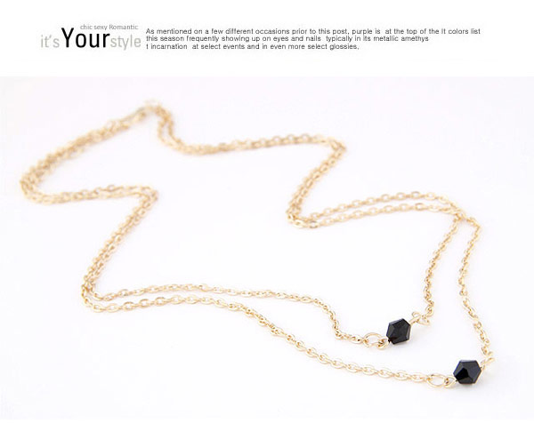 Magnifying Black Beads Decorated Double Layer Design Alloy Chains,Chains