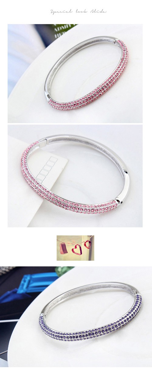 Digital White Diamond Decorated Simple Design Alloy Crystal Bracelets ,Crystal Bracelets