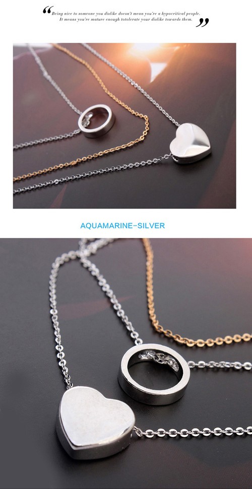 Inexpensiv Silver Color Heart Shape Decorated Mutilayer Design,Crystal Necklaces