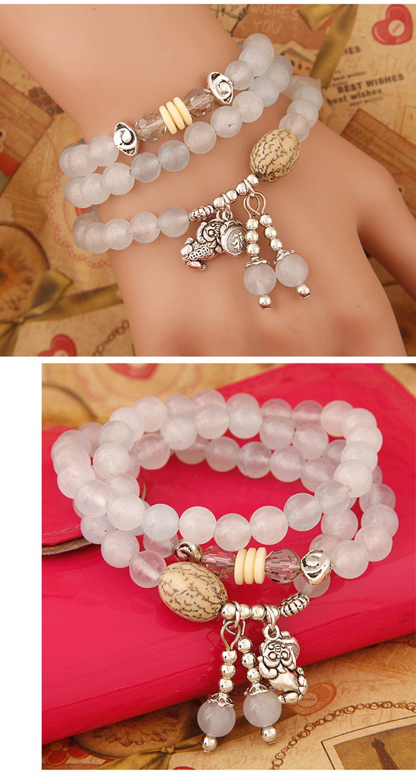 Deathly White Beads Decorated Multilayer Design Alloy Fashion Bracelets ,Fashion Bracelets