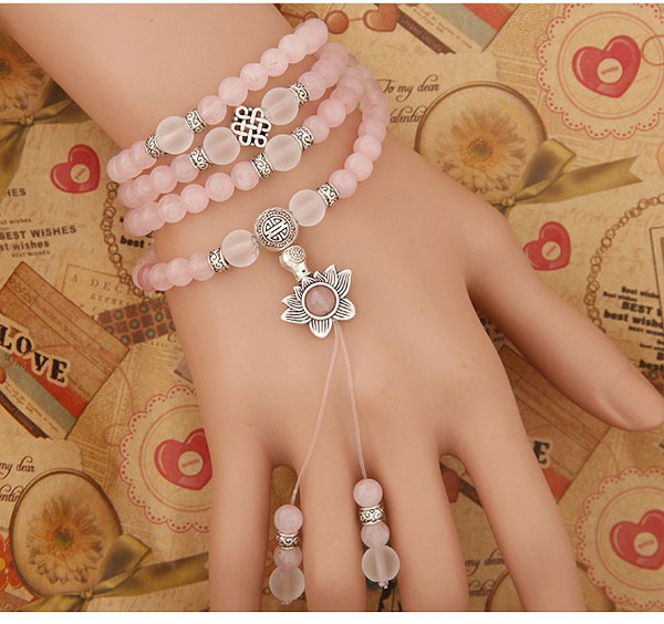 Luxury Pink Beads Decorated Multilayer Design Alloy Fashion Bracelets ,Fashion Bracelets