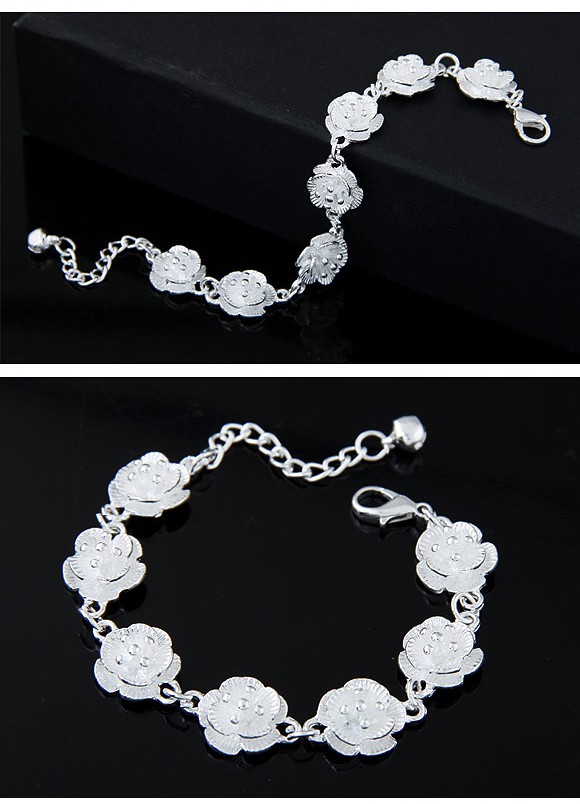 Medieval White Flower Shape Decorated Simple Design Alloy Korean Fashion Bracelet,Fashion Bracelets