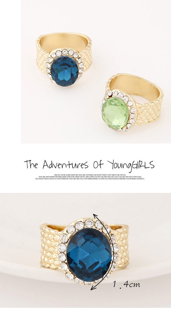 Retro Green Diamond Decorated Simple Design Alloy Korean Rings ,Fashion Rings