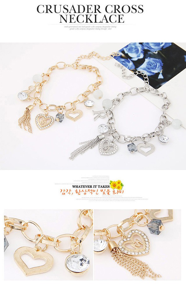 Korean Silver Color Diamond Decorated Heart Shape Design,Fashion Bracelets