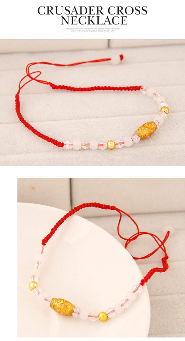 Fashion Gold Color Beads Decorated Weave Design Alloy Korean Fashion Bracelet ,Fashion Bracelets