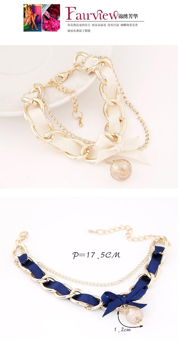 sweet White Diamond Decorated Weave Design Alloy Korean Fashion Bracelet,Fashion Bracelets