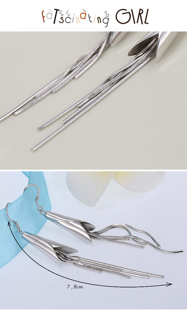 Decorous Silver Color Tassel Decorated Simple Design Cuprum Fashion Earrings ,Drop Earrings