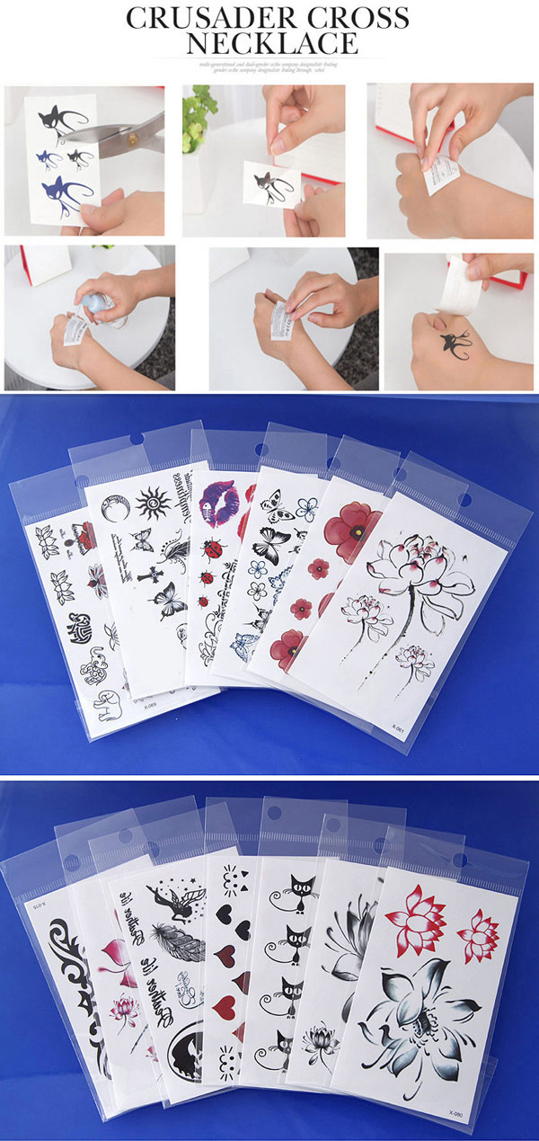 Lovely Black & Red Flower Pattern Simple Design Tape Tattoos Body Art ,Tattoos&body Art