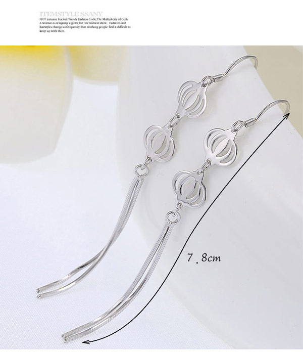 Joker Silver Color Lantern Shape Decorated Tassel Design Cuprum Fashion Earrings ,Drop Earrings