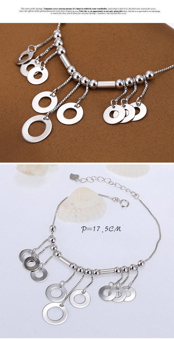 Charming Silver Color Round Shape Decorated Tassel Design Cuprum Fashion Bracelets,Fashion Bracelets