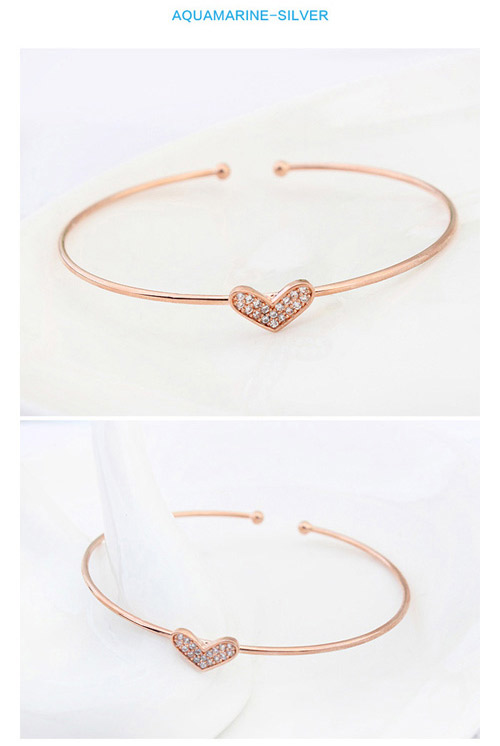 Pretty Champagne Gold Diamond Decorated Heart Shape Design Cuprum Crystal Bracelets ,Crystal Bracelets