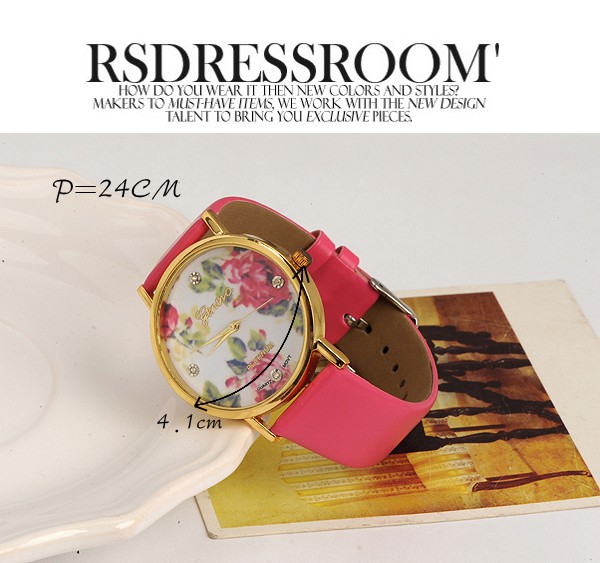 Expired Red Rose Pattern Round Shape Design,Ladies Watches