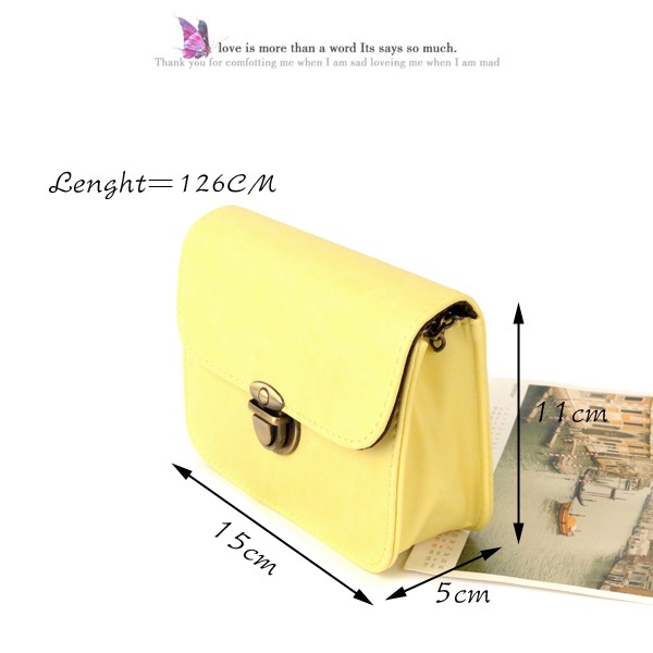 Pretty Yellow Vintage Buckle Simple Design,Shoulder bags