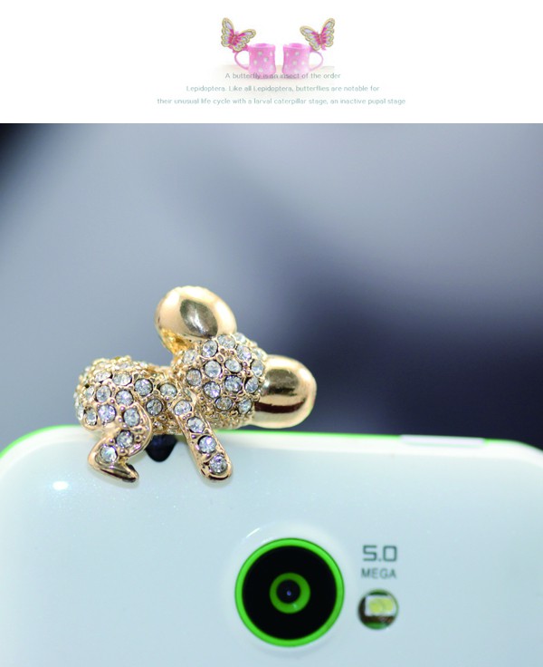 Free gold color diamond decorated koala design,Anti-Dust Plug