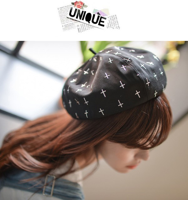 Lush sliver color cross pattern printed design Cotton cloth Beanies Others,Beanies&Others
